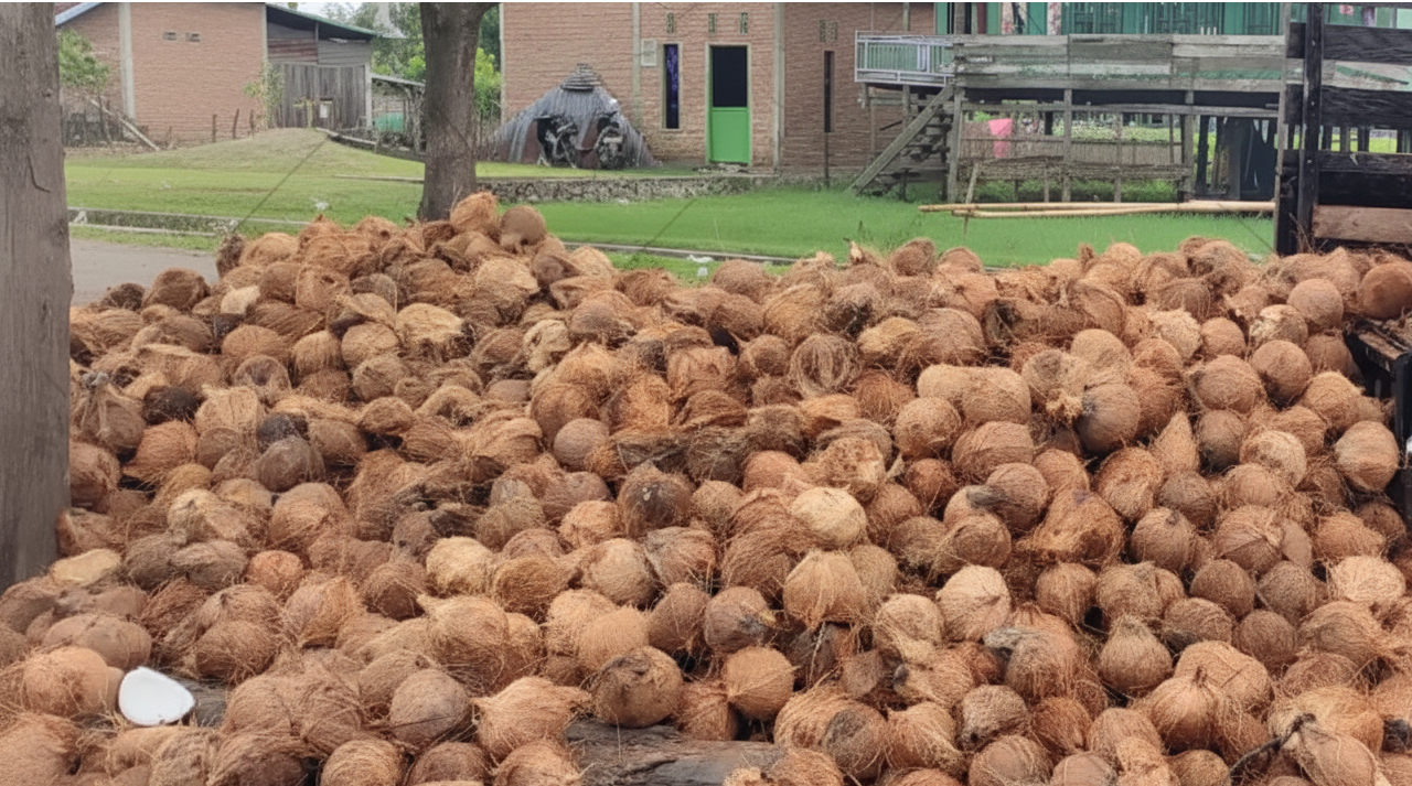 Kelapa Jambul (semi-husked coconut)